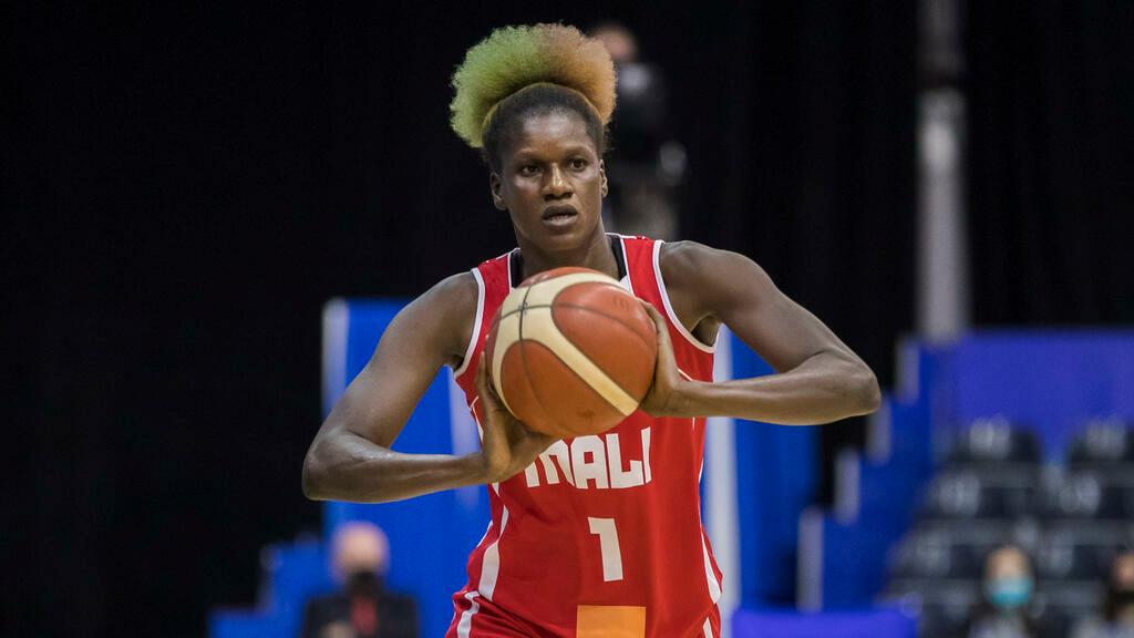 BELGRADE, SERBIA – FEBRUARY 13: Kankou Coulibaly of Mali in action during the FIBA Women&rsquo;s Basketball World Cup Qualifying Tournament match between Nigeria v Mali on February 13, 2022 in Belgrade, Serbia. (Photo by Nikola Krstic/MB Media/Getty Images)