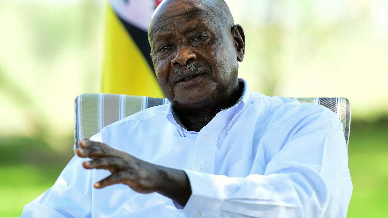 FILE PHOTO: Uganda’s President Yoweri Museveni speaks during a Reuters interview at his farm in Kisozi settlement of Gomba district, in the Central Region of Uganda, January 16, 2022. Picture taken January 16, 2022. REUTERS/Abubaker Lubowa/File Photo