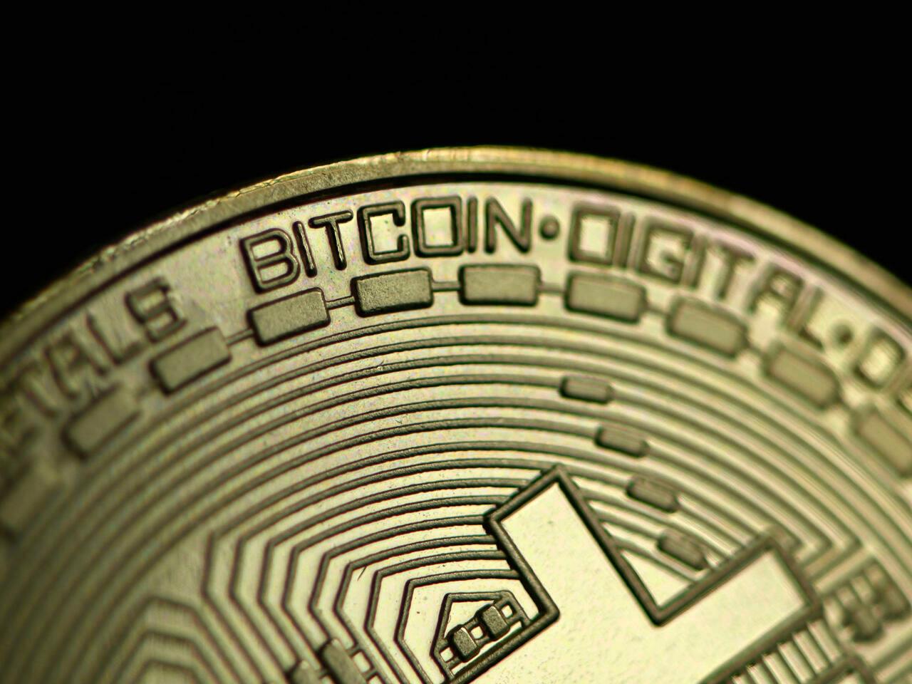 The photo shows a physical imitation of a Bitcoin in Dortmund, western Germany, on January 27, 2020.