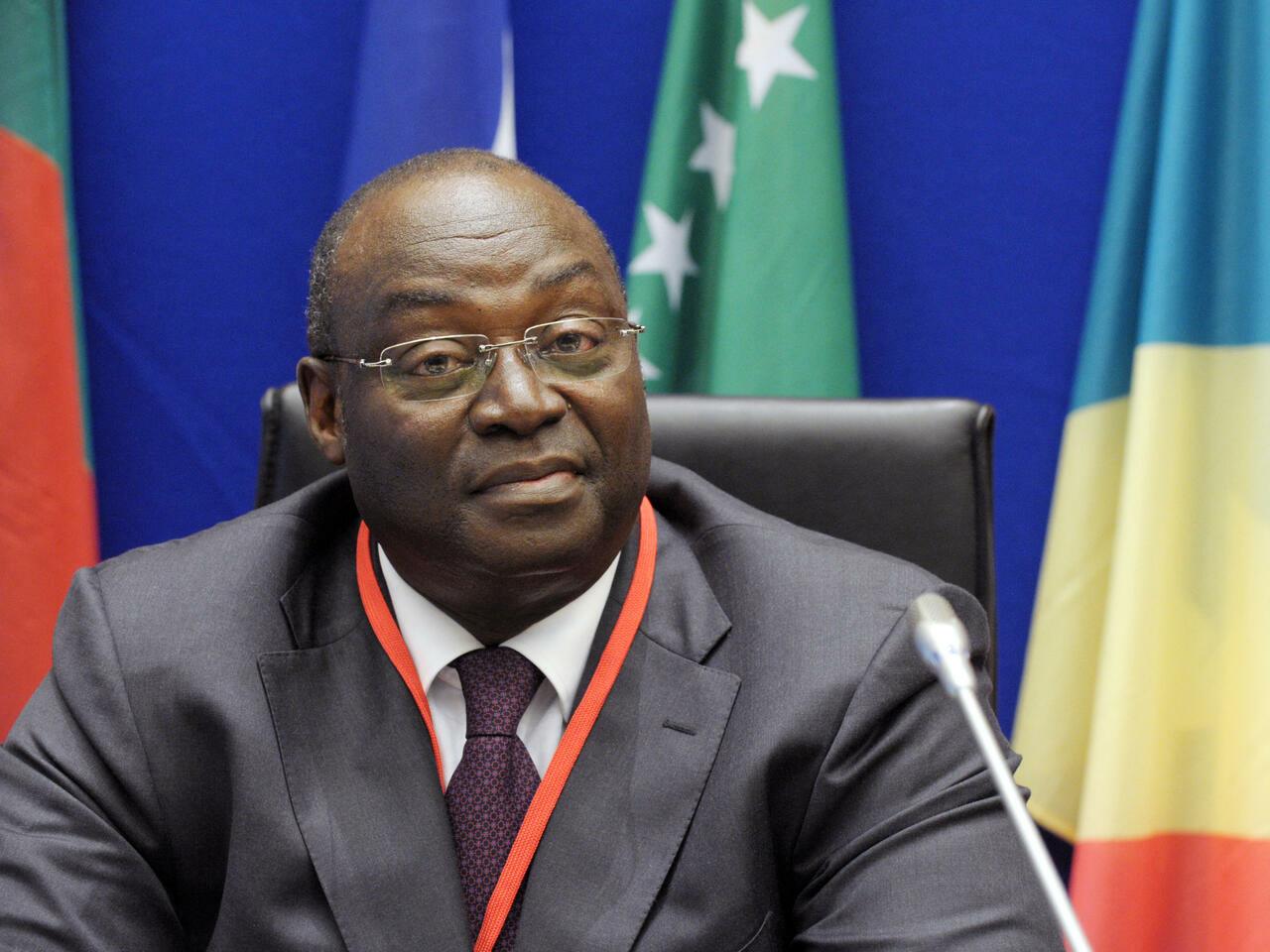 (FILES) In this file photo taken on October 03, 2013 Governor of the Central Bank of West African States (BCEAO) Tiemoko Meyliet Kone attends a press conference following a meeting between French Finance Minister and finance ministers from Francophone African nations at the French Ministry in Paris. – Ivory Coast’s President Alassane Ouattara named former regional bank chief Tiemoko Meyliet Kone as vice-president of Ivory Coast on April 19, 2022. (Photo by Eric PIERMONT / AFP)